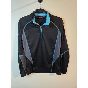 Subaru Black Label Womens Long Sleeve Quarter 1/4 Zip Pullover Size M Teal Black